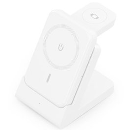 AISENS Cargador Inalámbrico 4 en 1 con Power Bank 5000mAh, Blanco